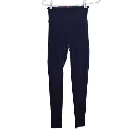 Spanx Velvet Navy Blue Leggings Pants Shapewear Holiday Size Small - Picture 3 of 5